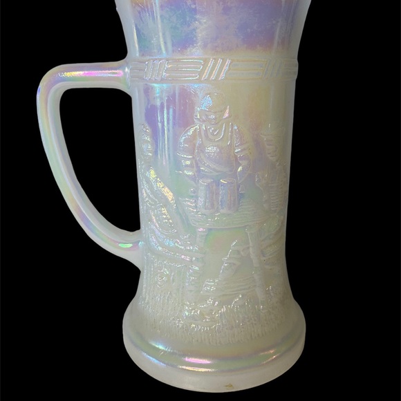 1950 Fenton Milk Glass Irridescent Carnival Tavern Scene Federal Stein Mug Cup 1 - Picture 3 of 5